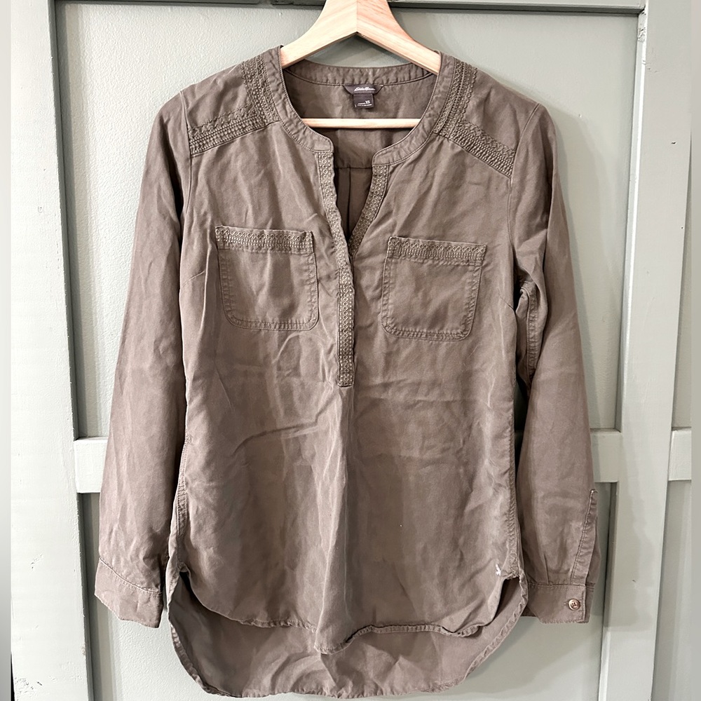 Eddie Bauer Olive Green Cotton Dress Shirt